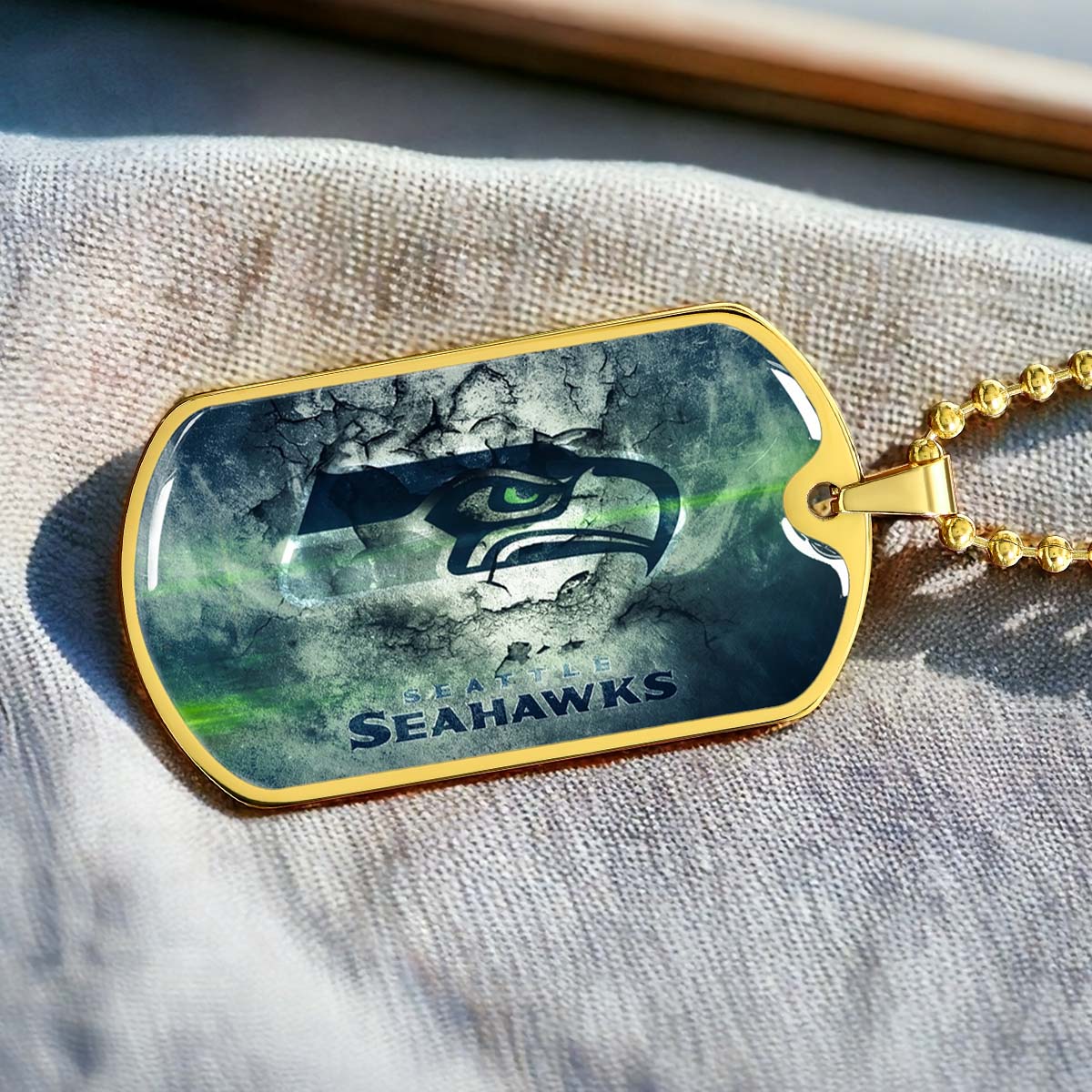 American Football Dog Tag Necklace - AFD079 - Seattle Seahawks - NFL Teams - Military Ball Chain