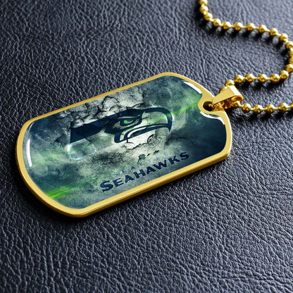 American Football Dog Tag Necklace - AFD079 - Seattle Seahawks - NFL Teams - Military Ball Chain