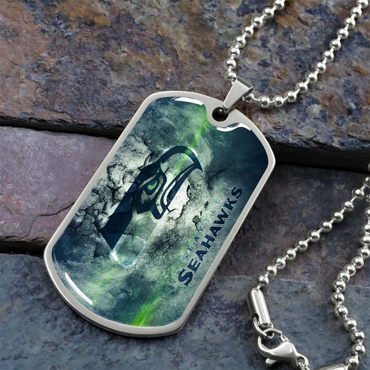 American Football Dog Tag Necklace - AFD079 - Seattle Seahawks - NFL Teams - Military Ball Chain