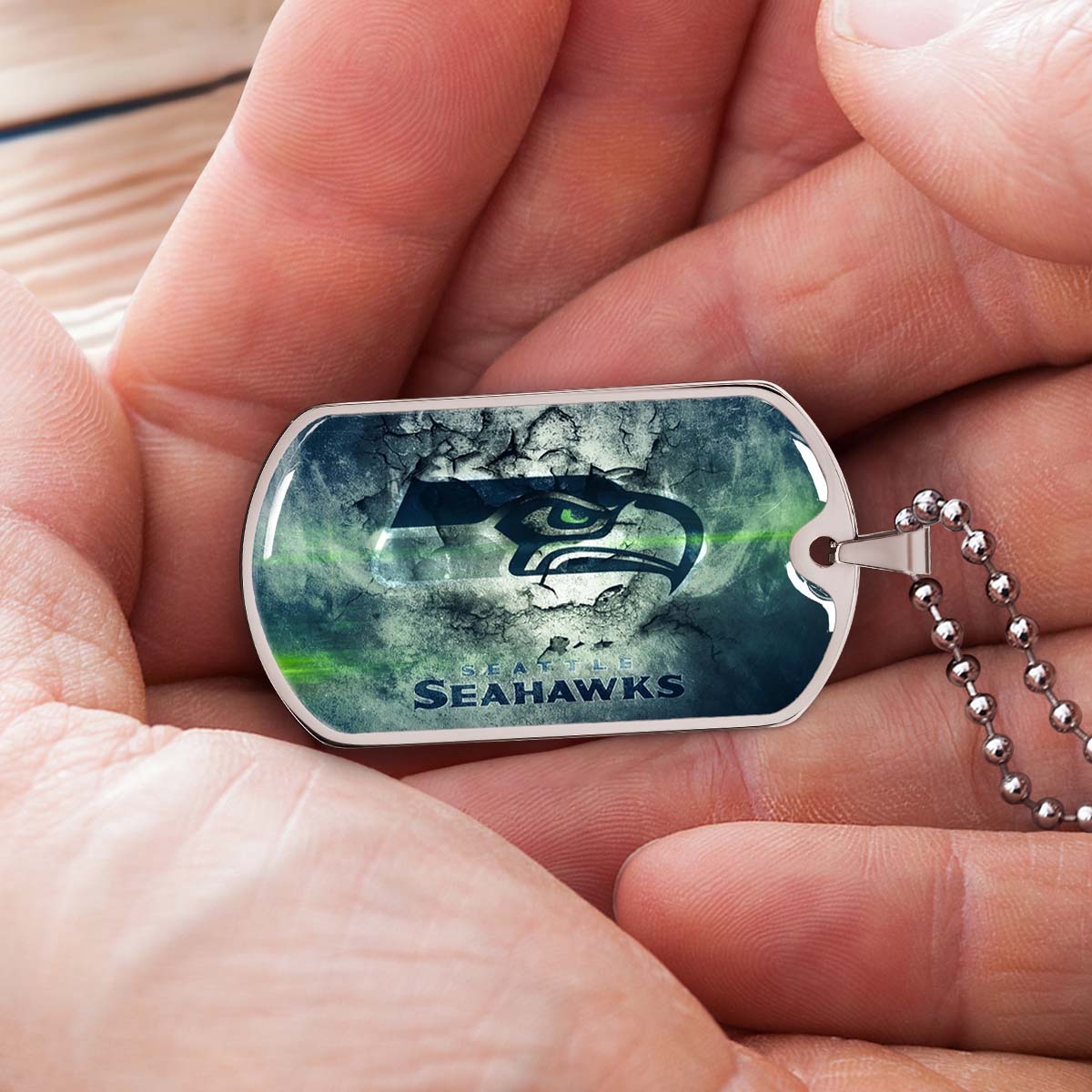 American Football Dog Tag Necklace - AFD079 - Seattle Seahawks - NFL Teams - Military Ball Chain