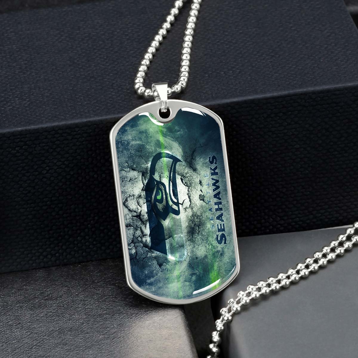 American Football Dog Tag Necklace - AFD079 - Seattle Seahawks - NFL Teams - Military Ball Chain