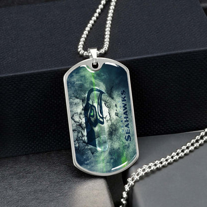 American Football Dog Tag Necklace - AFD079 - Seattle Seahawks - NFL Teams - Military Ball Chain