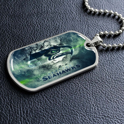 American Football Dog Tag Necklace - AFD079 - Seattle Seahawks - NFL Teams - Military Ball Chain