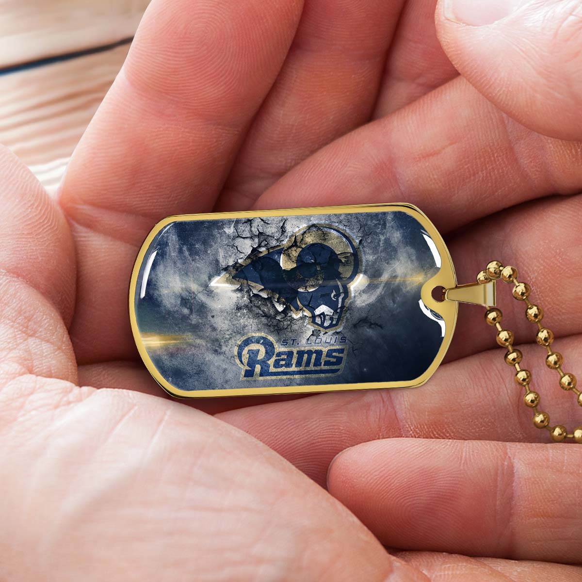 American Football Dog Tag Necklace - AFD080 - St.Louis Rams - NFL Teams - Military Ball Chain