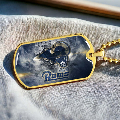 American Football Dog Tag Necklace - AFD080 - St.Louis Rams - NFL Teams - Military Ball Chain