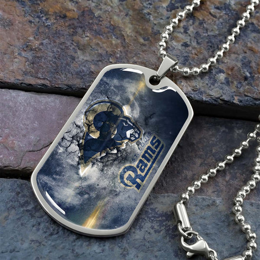 American Football Dog Tag Necklace - AFD080 - St.Louis Rams - NFL Teams - Military Ball Chain