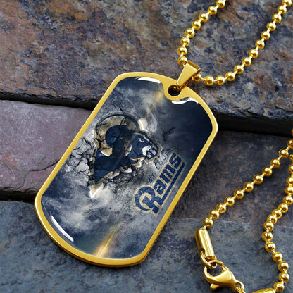 American Football Dog Tag Necklace - AFD080 - St.Louis Rams - NFL Teams - Military Ball Chain