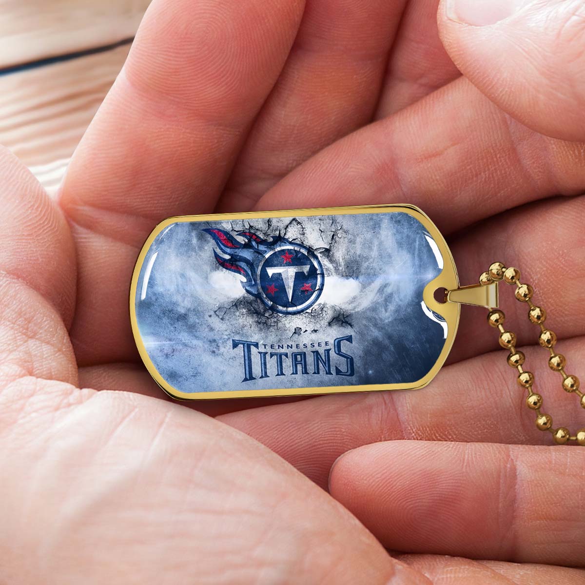 American Football Dog Tag Necklace - AFD082 - Tennessee Titans - NFL Teams - Military Ball Chain