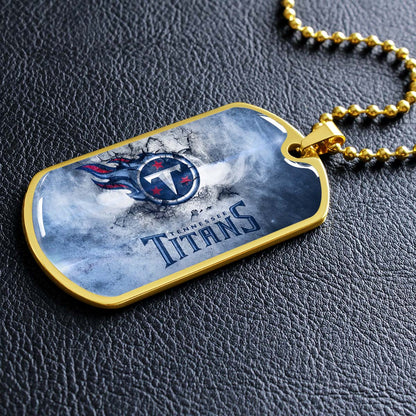 American Football Dog Tag Necklace - AFD082 - Tennessee Titans - NFL Teams - Military Ball Chain