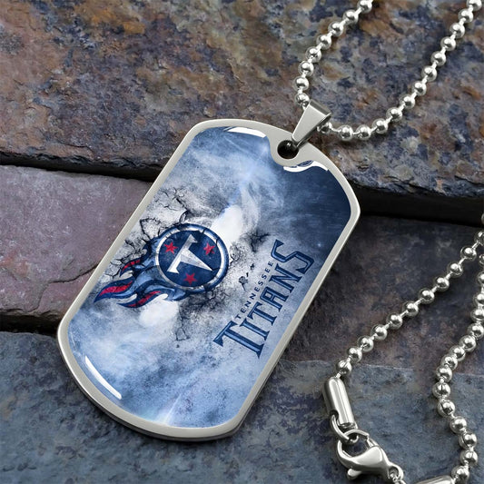 American Football Dog Tag Necklace - AFD082 - Tennessee Titans - NFL Teams - Military Ball Chain
