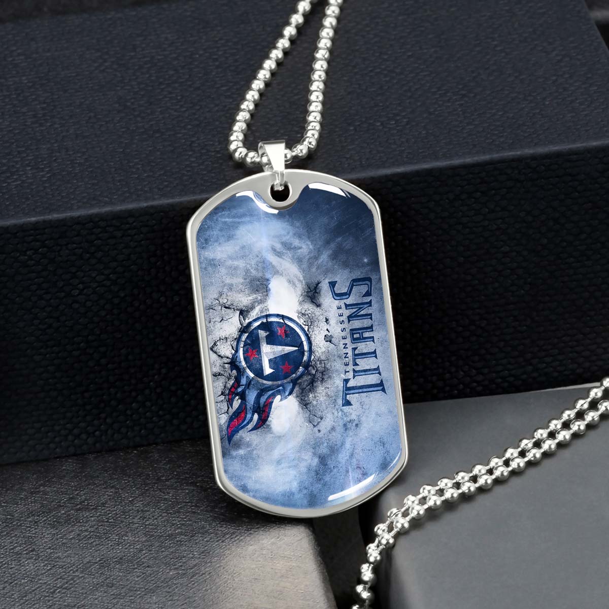 American Football Dog Tag Necklace - AFD082 - Tennessee Titans - NFL Teams - Military Ball Chain