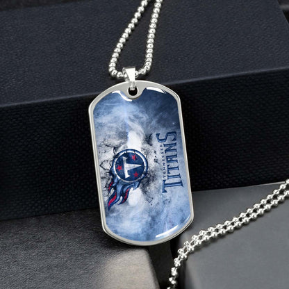 American Football Dog Tag Necklace - AFD082 - Tennessee Titans - NFL Teams - Military Ball Chain
