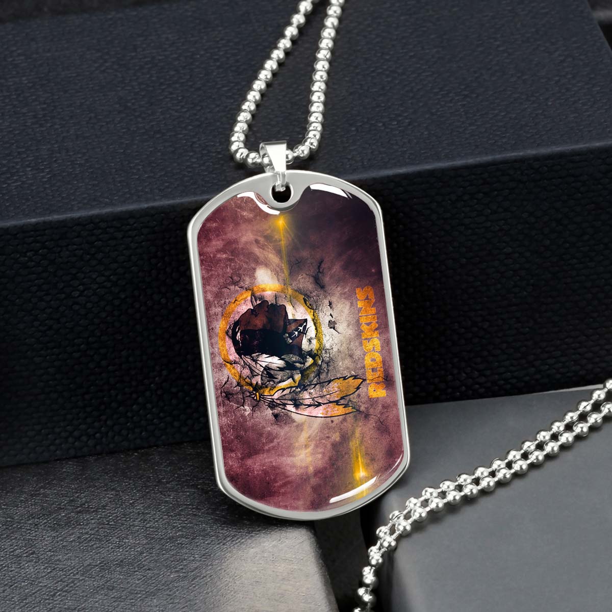 American Football Dog Tag Necklace - AFD083 - Washington Redskins - NFL Teams - Military Ball Chain