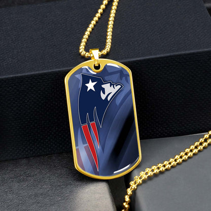 American Football Dog Tag Necklace - AFD087 - New England Patriots - NFL Teams - Military Ball Chain