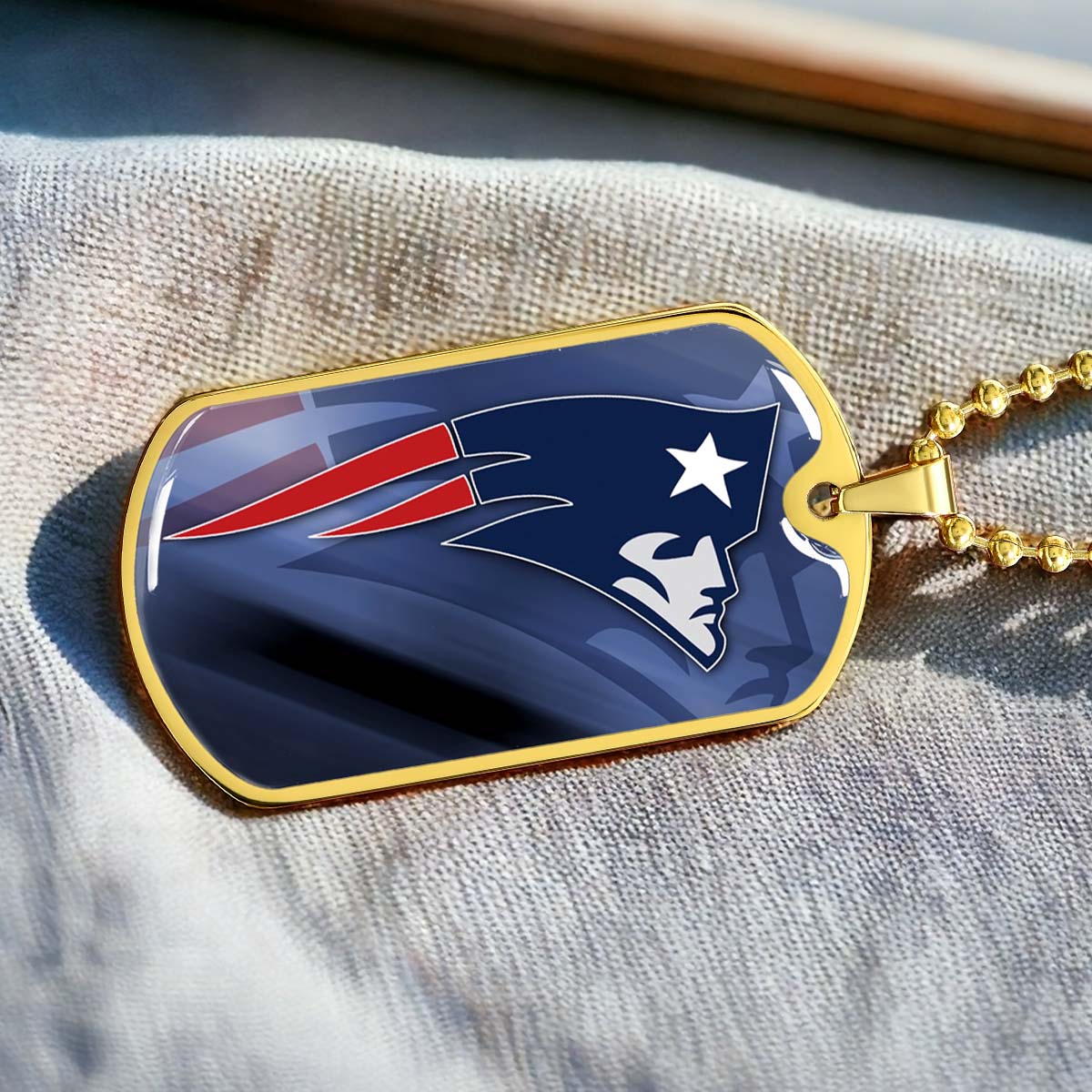 American Football Dog Tag Necklace - AFD087 - New England Patriots - NFL Teams - Military Ball Chain