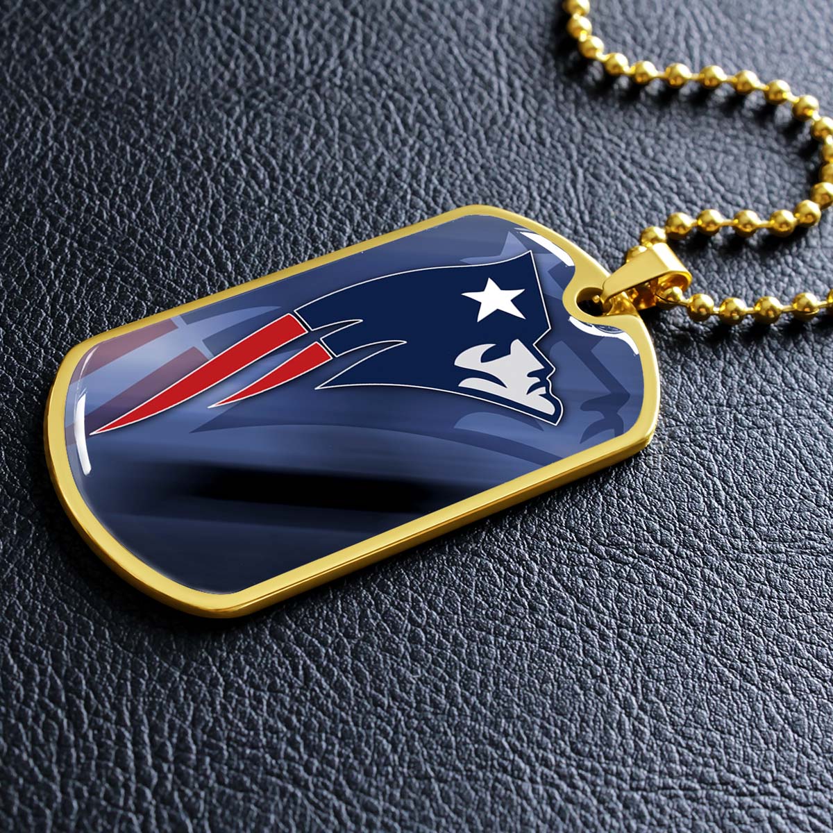 American Football Dog Tag Necklace - AFD087 - New England Patriots - NFL Teams - Military Ball Chain
