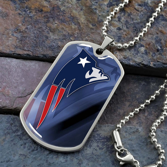 American Football Dog Tag Necklace - AFD087 - New England Patriots - NFL Teams - Military Ball Chain