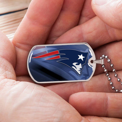 American Football Dog Tag Necklace - AFD087 - New England Patriots - NFL Teams - Military Ball Chain