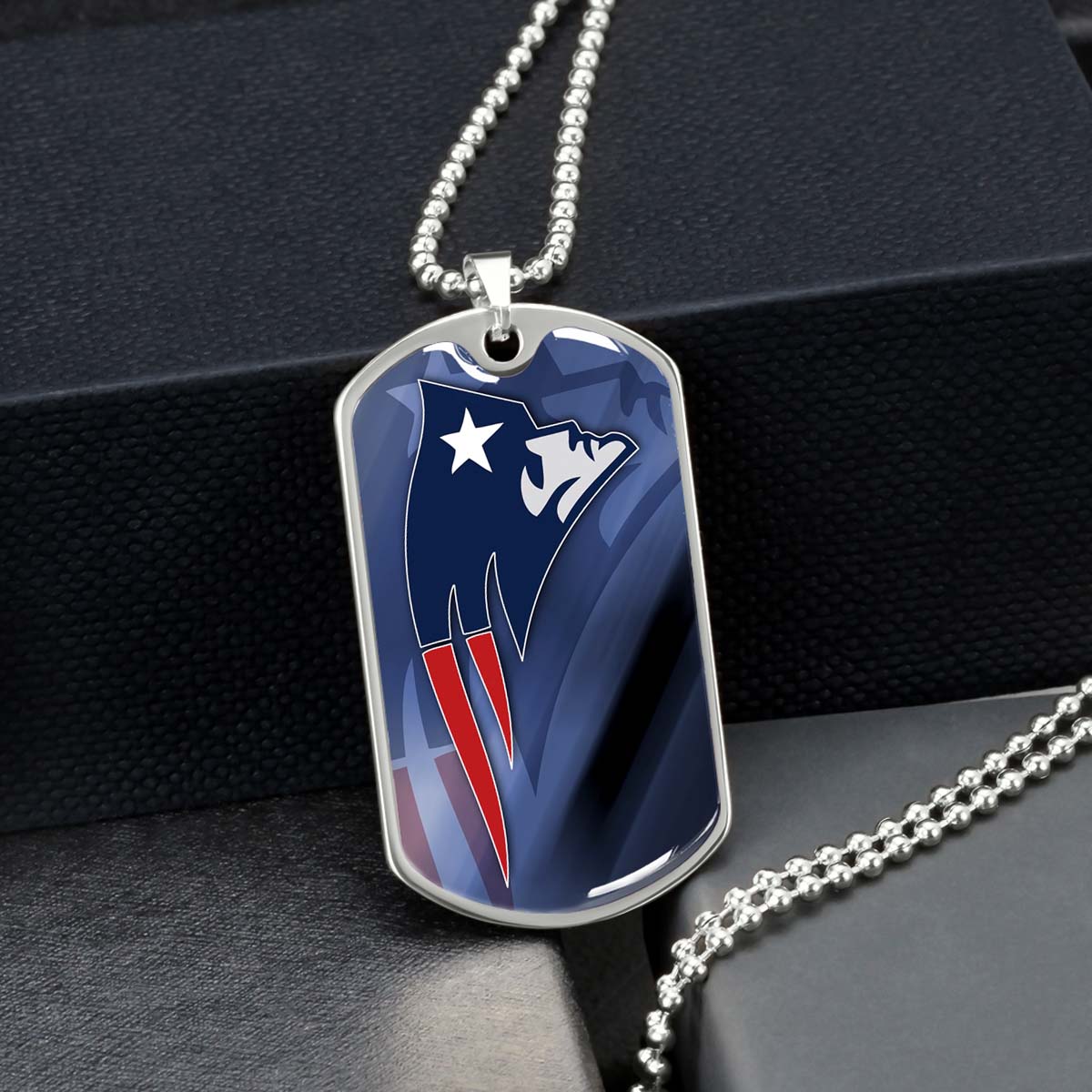 American Football Dog Tag Necklace - AFD087 - New England Patriots - NFL Teams - Military Ball Chain