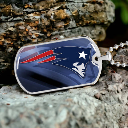 American Football Dog Tag Necklace - AFD087 - New England Patriots - NFL Teams - Military Ball Chain