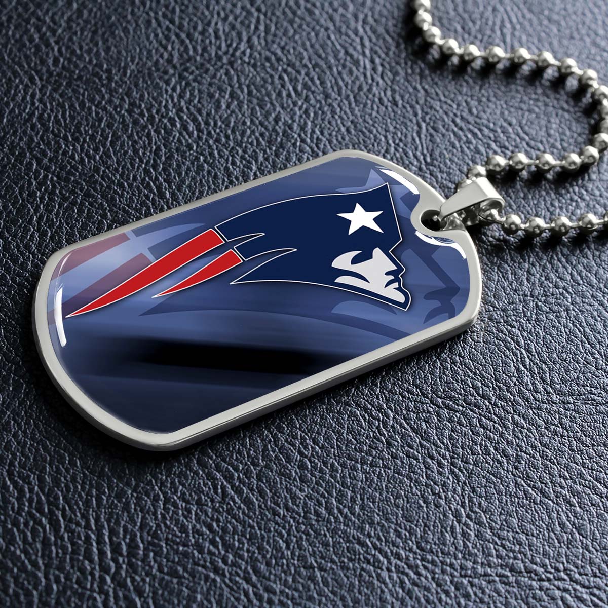 American Football Dog Tag Necklace - AFD087 - New England Patriots - NFL Teams - Military Ball Chain
