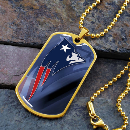 American Football Dog Tag Necklace - AFD087 - New England Patriots - NFL Teams - Military Ball Chain