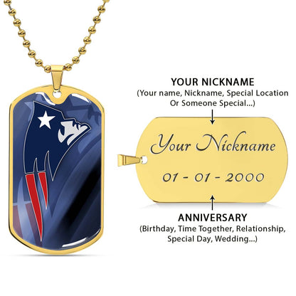American Football Dog Tag Necklace - AFD087 - New England Patriots - NFL Teams - Military Ball Chain
