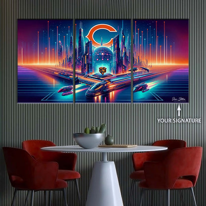 American Football Wall Art - AF5170 - Chicago Bears - Futuristic City - NFL Football Team - American Football Poster - American Football Canvas