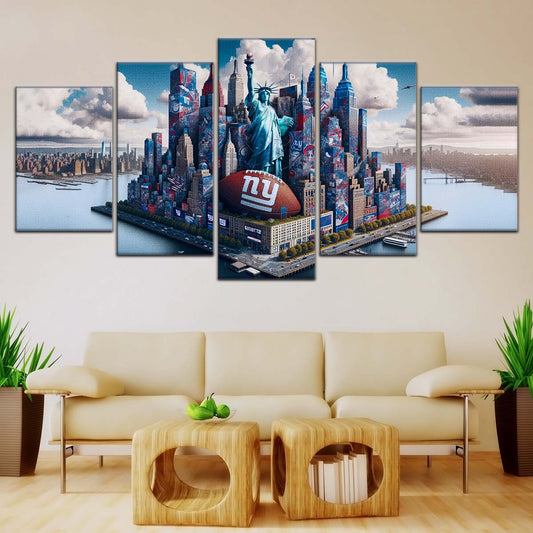 American Football Wall Art - AF5204 - New York Giants - Themed Manhattan Skyline - NFL Football Team - American Football Poster - American Football Canvas