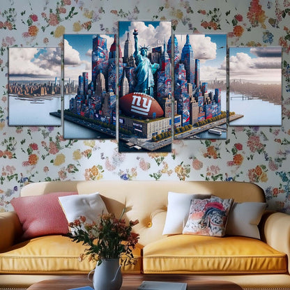 American Football Wall Art - AF5204 - New York Giants - Themed Manhattan Skyline - NFL Football Team - American Football Poster - American Football Canvas