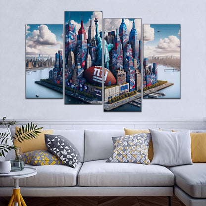 American Football Wall Art - AF5204 - New York Giants - Themed Manhattan Skyline - NFL Football Team - American Football Poster - American Football Canvas
