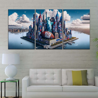 American Football Wall Art - AF5204 - New York Giants - Themed Manhattan Skyline - NFL Football Team - American Football Poster - American Football Canvas