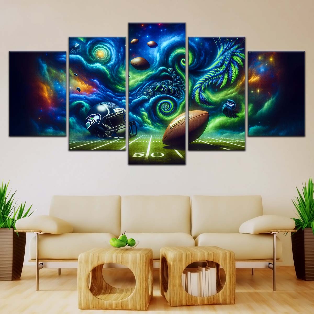 American Football Wall Art - AF5219 - Seattle Seahawks - Cosmic Touchdown - NFL Football Team - American Football Poster - American Football Canvas