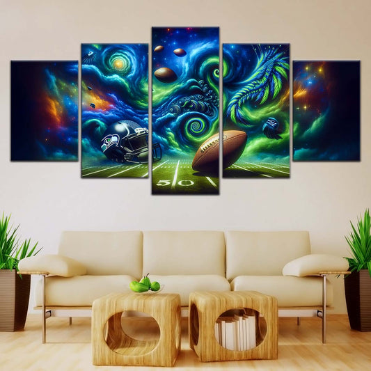 American Football Wall Art - AF5219 - Seattle Seahawks - Cosmic Touchdown - NFL Football Team - American Football Poster - American Football Canvas