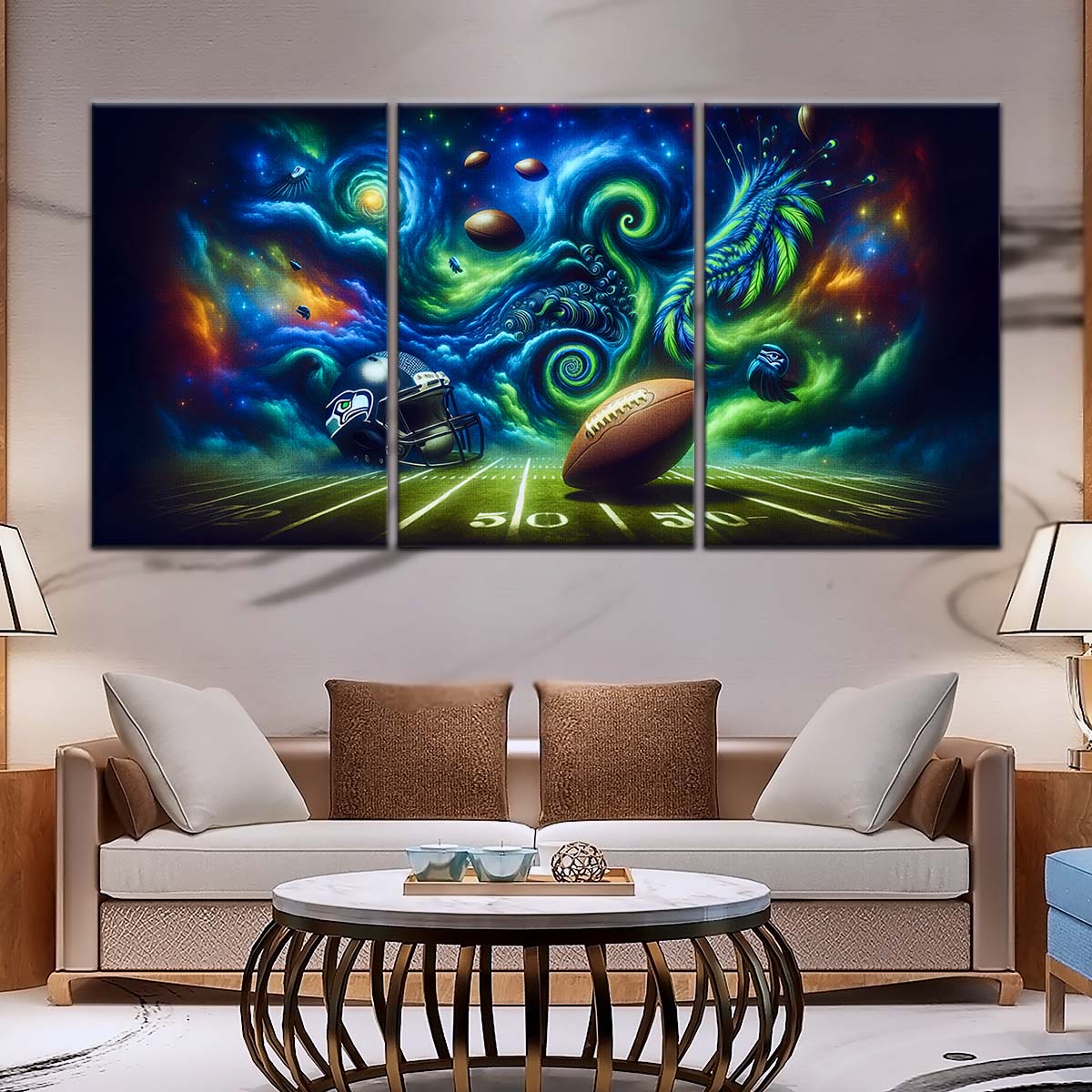 American Football Wall Art - AF5219 - Seattle Seahawks - Cosmic Touchdown - NFL Football Team - American Football Poster - American Football Canvas