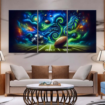 American Football Wall Art - AF5219 - Seattle Seahawks - Cosmic Touchdown - NFL Football Team - American Football Poster - American Football Canvas