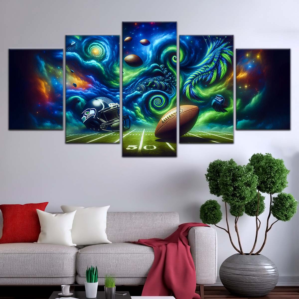 American Football Wall Art - AF5219 - Seattle Seahawks - Cosmic Touchdown - NFL Football Team - American Football Poster - American Football Canvas