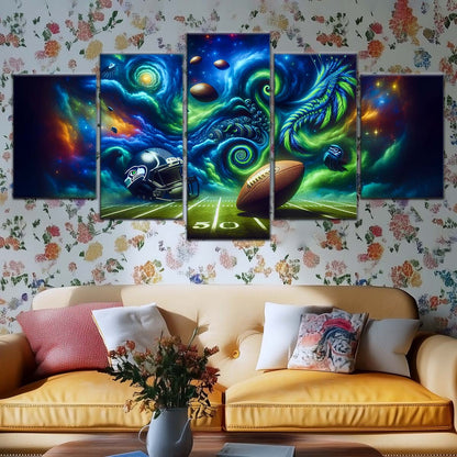 American Football Wall Art - AF5219 - Seattle Seahawks - Cosmic Touchdown - NFL Football Team - American Football Poster - American Football Canvas