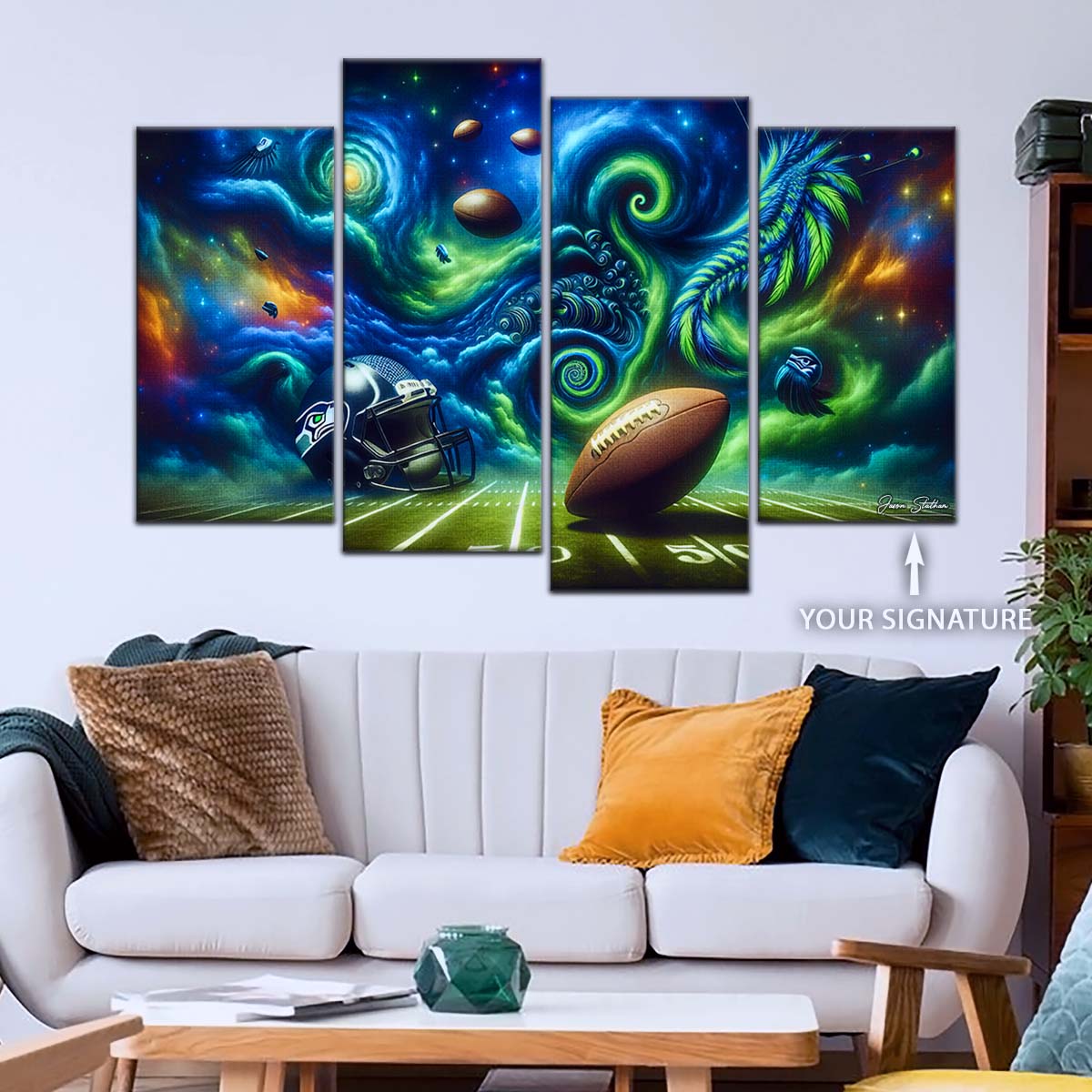 American Football Wall Art - AF5219 - Seattle Seahawks - Cosmic Touchdown - NFL Football Team - American Football Poster - American Football Canvas