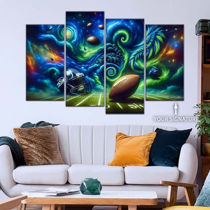 American Football Wall Art - AF5219 - Seattle Seahawks - Cosmic Touchdown - NFL Football Team - American Football Poster - American Football Canvas