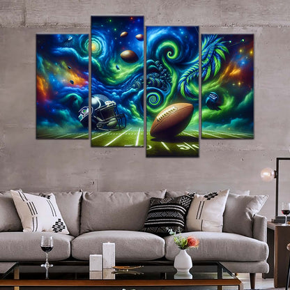American Football Wall Art - AF5219 - Seattle Seahawks - Cosmic Touchdown - NFL Football Team - American Football Poster - American Football Canvas