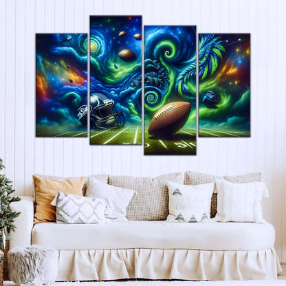 American Football Wall Art - AF5219 - Seattle Seahawks - Cosmic Touchdown - NFL Football Team - American Football Poster - American Football Canvas