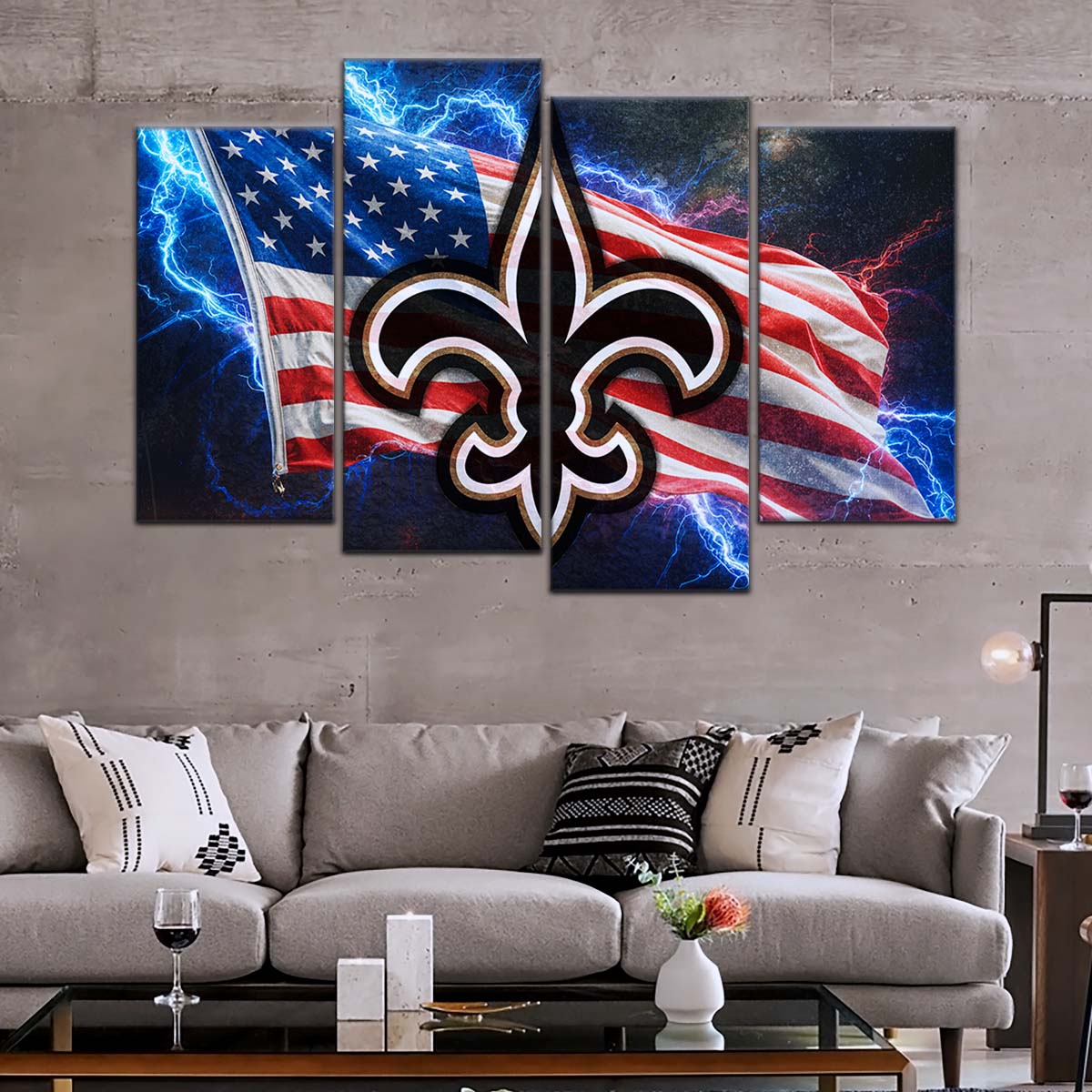 American Football Wall Art - AF5226 - New Orleans Saints - American Flag - NFL Football Team - American Football Poster - American Football Canvas