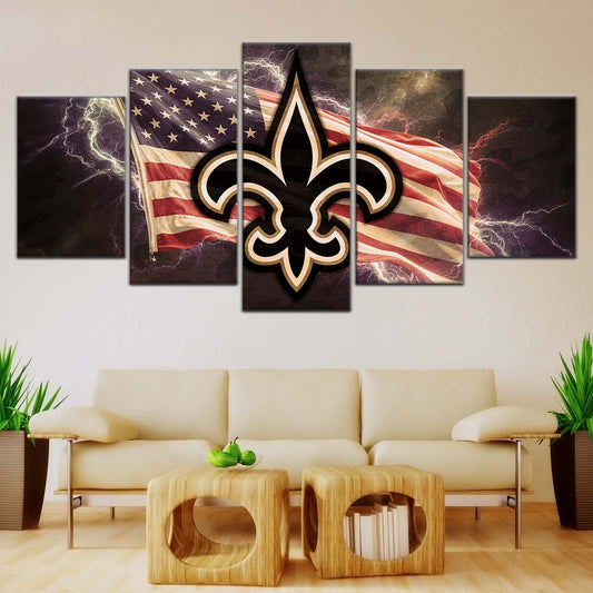 American Football Canvas Wall Art - AF5227 - New Orleans Saints - American Flag - NFL Teams