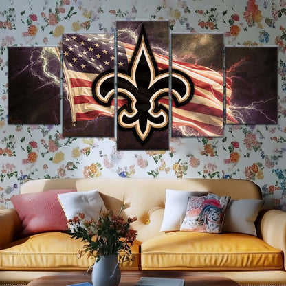 American Football Wall Art - AF5227 - New Orleans Saints - American Flag - NFL Football Team - American Football Poster - American Football Canvas