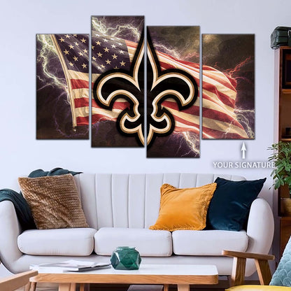 American Football Wall Art - AF5227 - New Orleans Saints - American Flag - NFL Football Team - American Football Poster - American Football Canvas