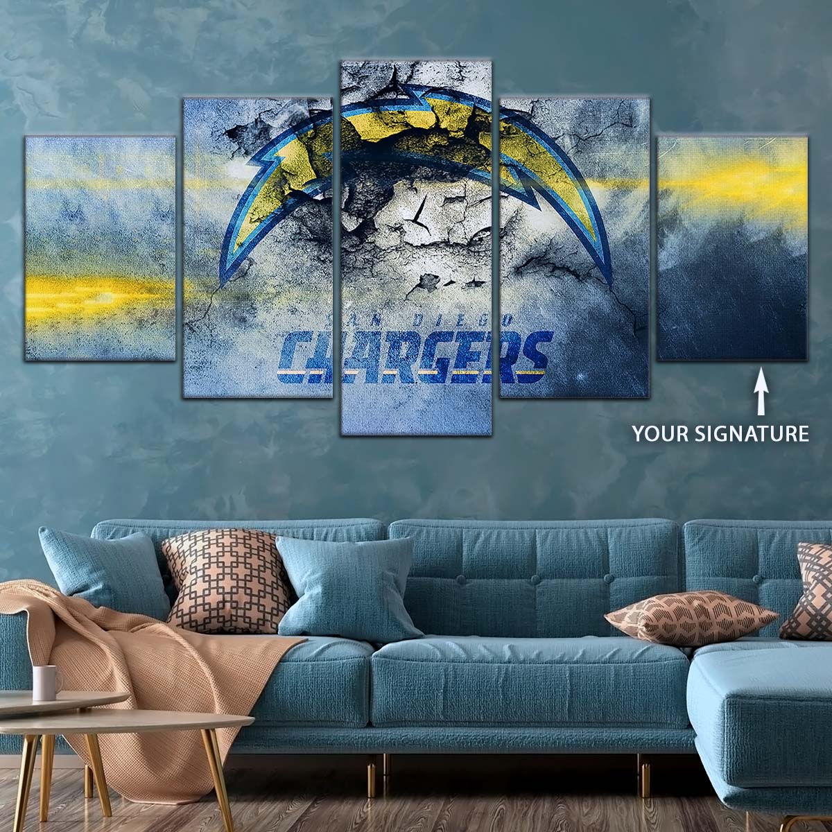 American Football Canvas Wall Art - AF5254 - San Diego Chargers - NFL Teams
