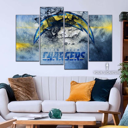 American Football Canvas Wall Art - AF5254 - San Diego Chargers - NFL Teams