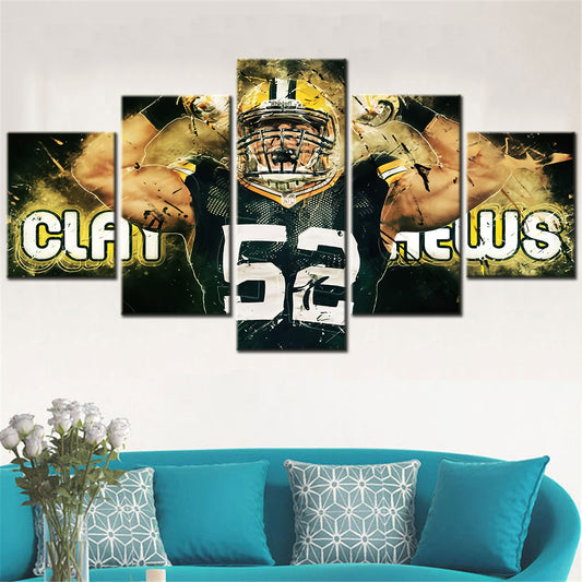 American Football - 5 Pieces Wall Art - AF5120 - Green Bay Packers - Clay Matthews - American Football Poster - American Football Canvas