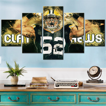 American Football - 5 Pieces Wall Art - AF5120 - Green Bay Packers - Clay Matthews - American Football Poster - American Football Canvas